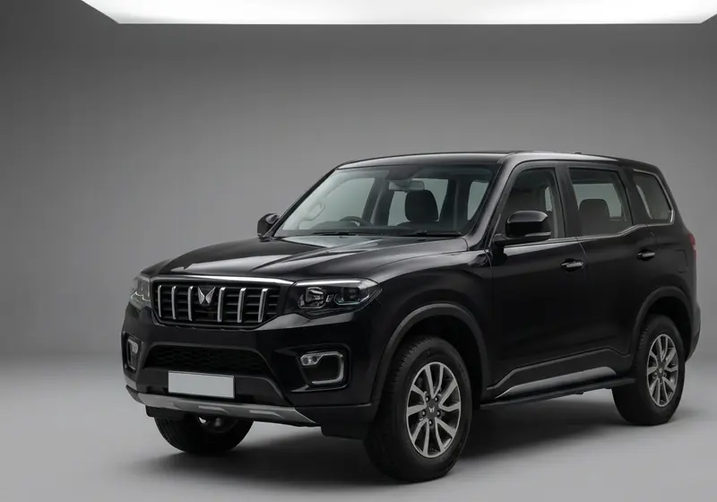 Black Mahindra Scorpio rugged 7-seater SUV for car rental in Ahmedabad
